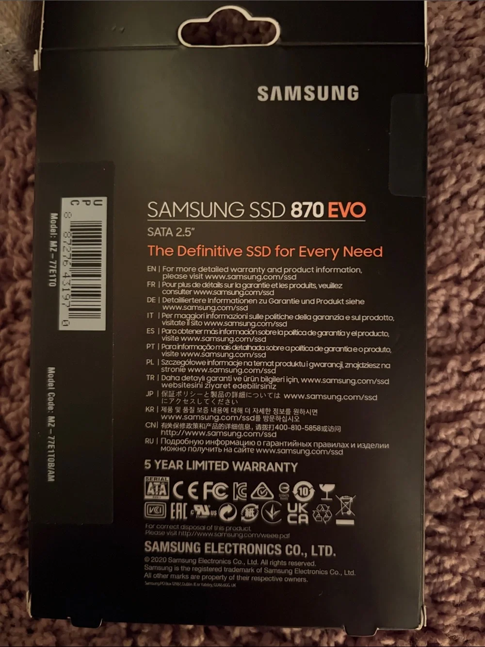 Samsung SSD 870 EVO — Black with Orange Accents